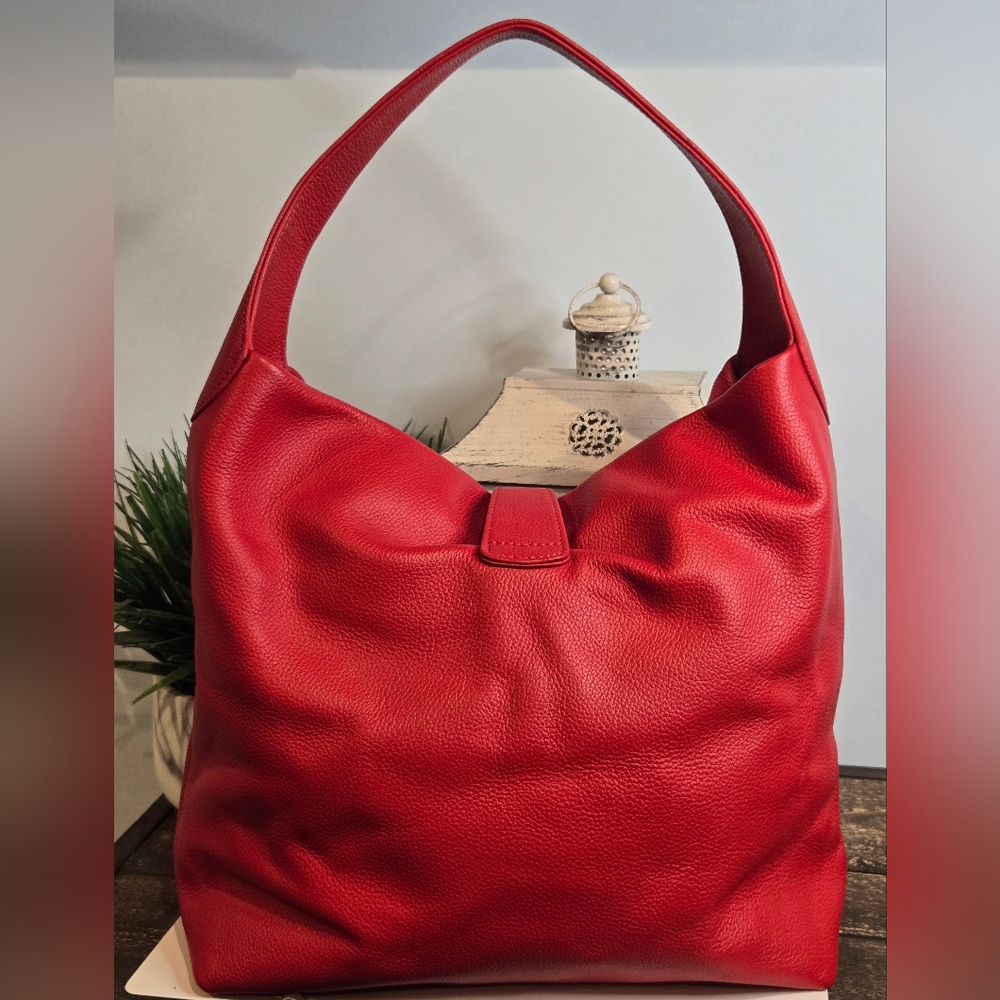 Dooney & Bourke Logo Lock Vibrant Red Hobo Bag - Picture 4 of 16
